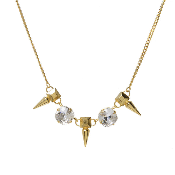 PYRAMID SPIKE CRYSTAL NECKLACE